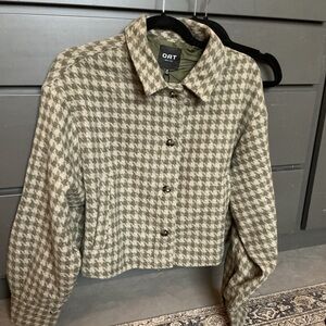 Oat New York Houndstooth Blazer - Olive and Cream